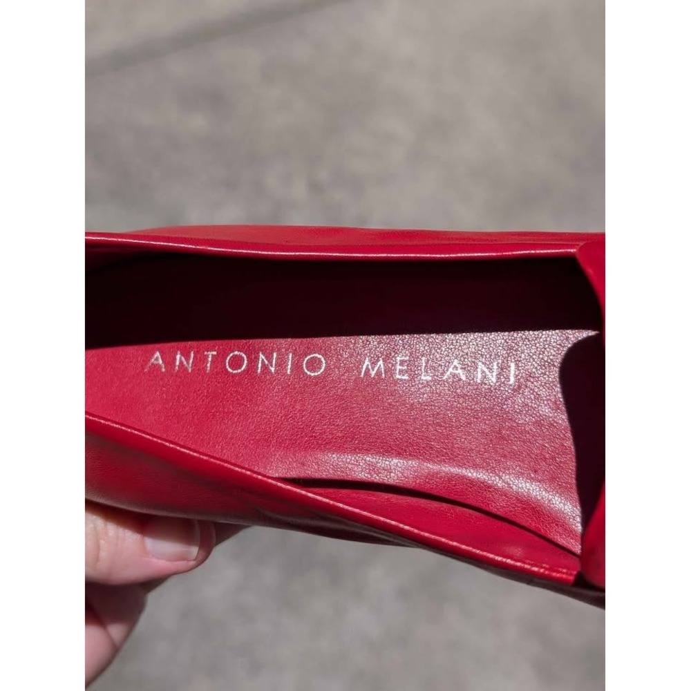 Antonio Melani Red Leather Loafers Women's 6M Italian Leather Flats - Picture 8 of 9